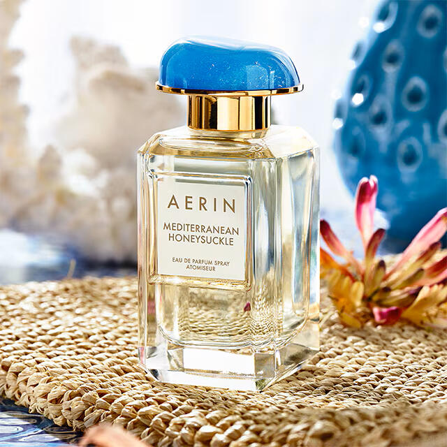 Perfume label for Aerin's Mediterranean Honeysuckle fragrance.