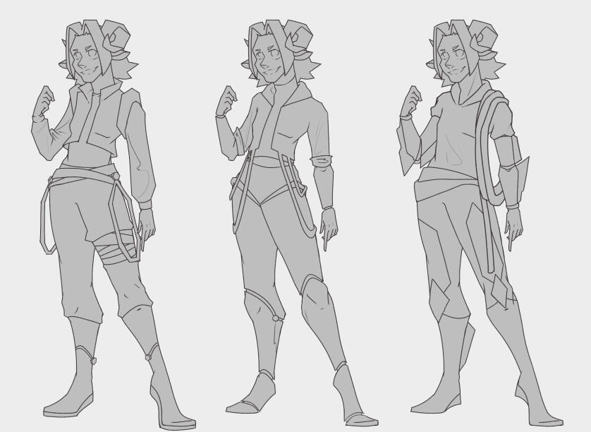 Outfit concepts for a friend&#39;s persona. Based on sci-fi/cyberpunk aesthetics.